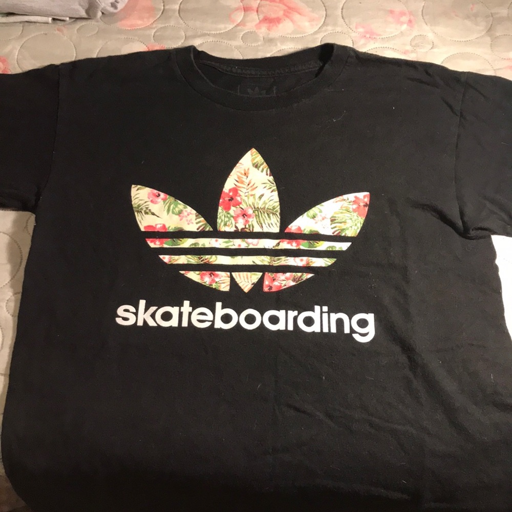 Black floral adidas T-shirt